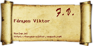 Fényes Viktor névjegykártya